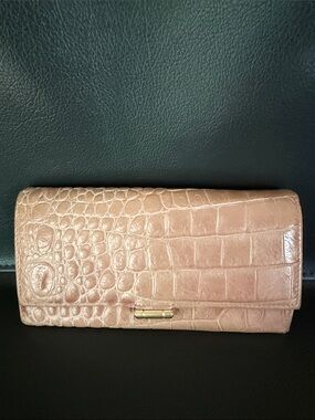 L.K.Bennett Leather Classic Croc-Embossed Pink Leather Wallet